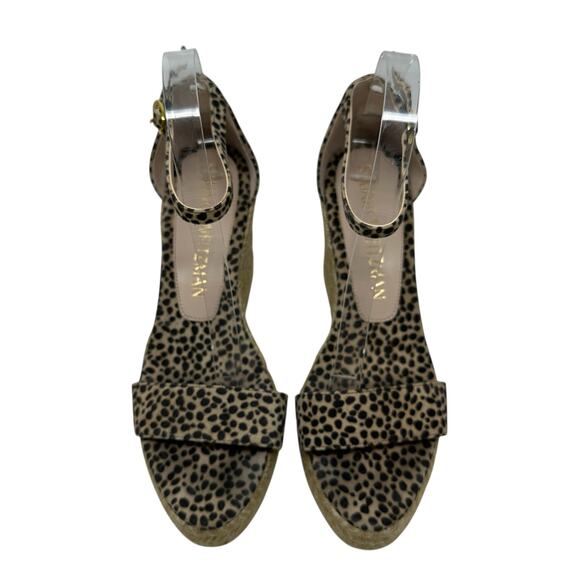 Stuart Weitzman Floria Wedge Platform Espadrille Sandals Leopard Print US 8.5 - Picture 4 of 14